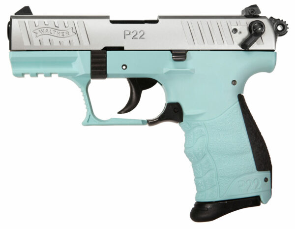 Walther P22 QD .22 LR, 3.42" Barrel, Adj. Sights, Angel Blue, 10rd
