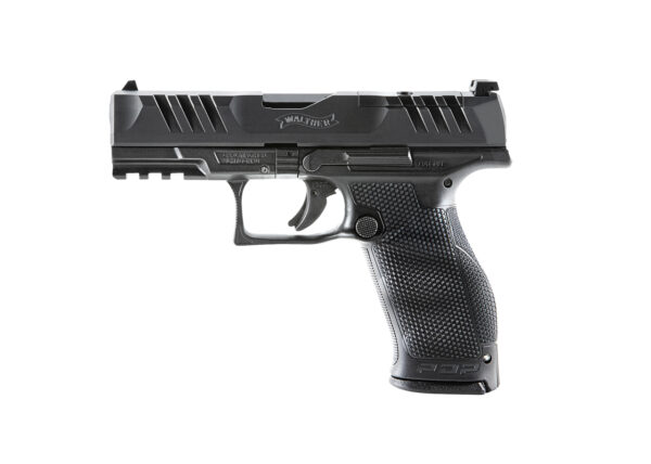 Walther, PDP, Optics Ready, Semi-automatic, Polymer Frame, Striker Fired, Full Size Frame, 9mm, 4" Barrel, Black, Adjustable Rear Sight, 18Rd