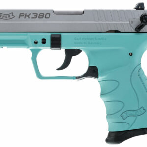 Walther PK380 .380 ACP 3.6" Barrel, 3-Dot, Stainless, Angel Blue, 8rd