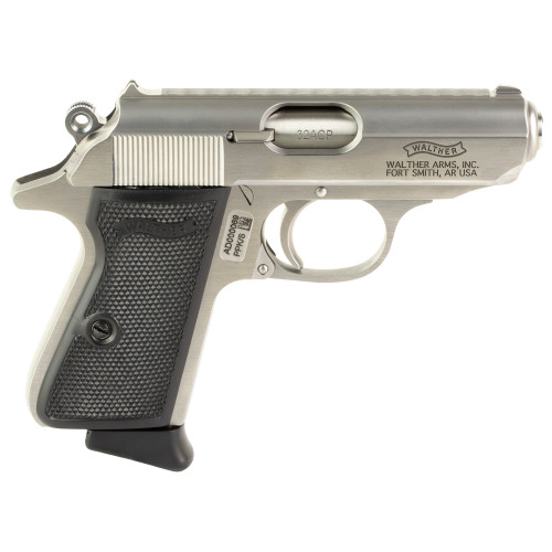 Walther PPK/S 32 ACP, 3.3" Barrel, Stainless Steel, Black Grip, 7rd - Firearm | The Gun Shop