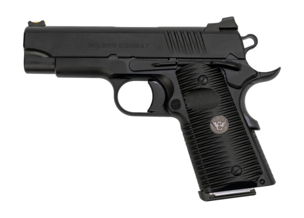 Wilson Combat ACP Compact 1911 SAO Used Excellent 45 ACP, 4" Barrel, Black Armor-Tuff Carbon Steel, Black G10 Eagle Claw Grip, 2x7rd Mags, Factory Soft Case, Papers