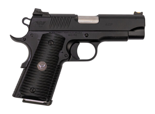 Wilson Combat ACP Compact 1911 SAO Used Excellent 45 ACP, 4" Barrel, Black Armor-Tuff Carbon Steel, Black G10 Eagle Claw Grip, 2x7rd Mags, Factory Soft Case, Papers