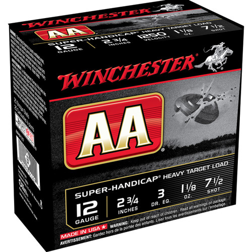 Winchester AA Super Handicap Heavy Target 12 Ga, 2.75", 1 1/8 oz, 7.5 Shot, 100rd Box - Ammunition | The Gun Shop