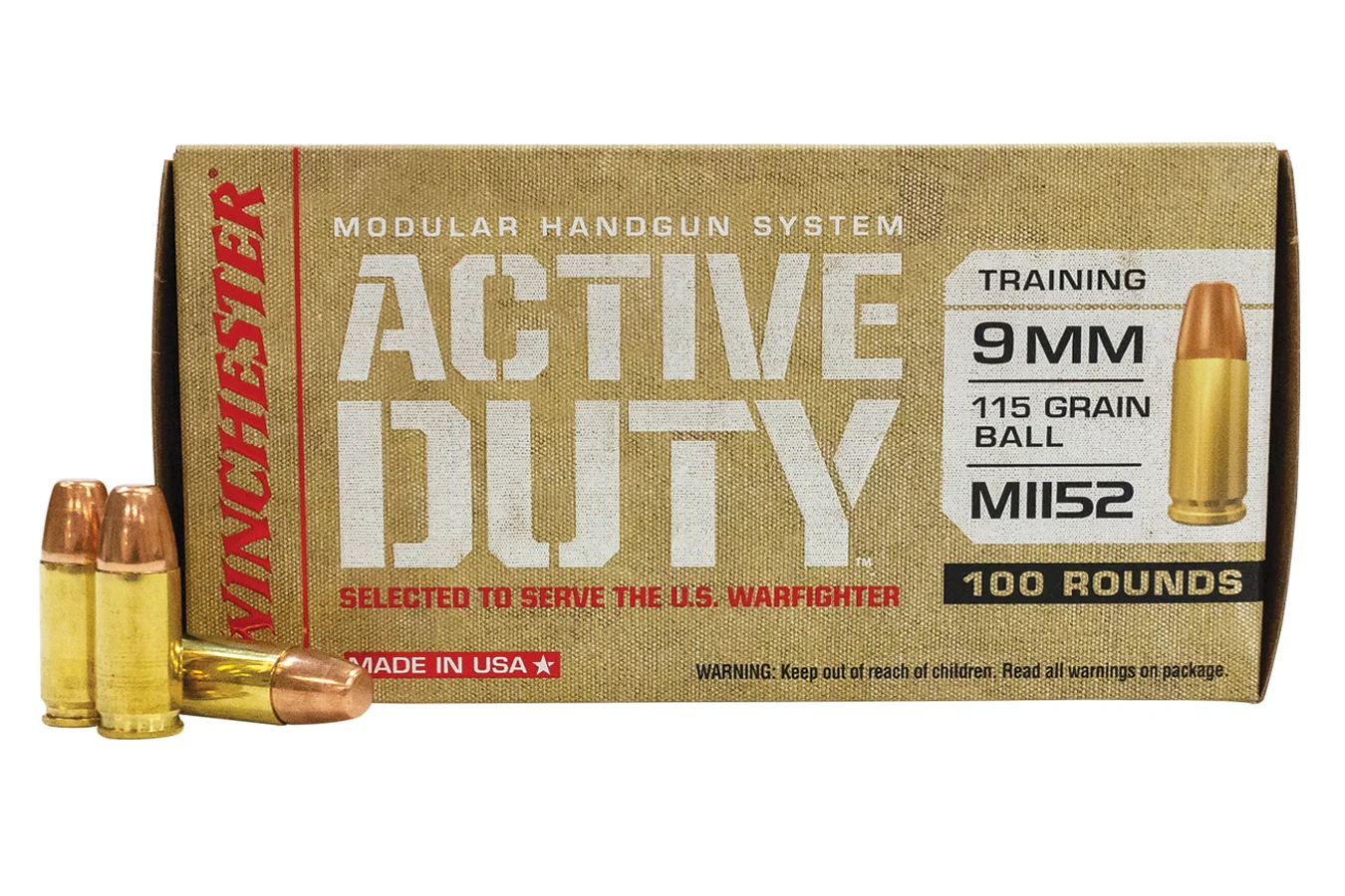 Winchester WIN9MHSC 9mm 115 gr FMJ-FN Ball MHS Active Duty 100/Box ...