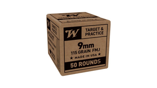 Winchester Target & Practice 9mm, 115gr, Full Metal Jacket, 50rd Box - Ammo | The Gun Shop