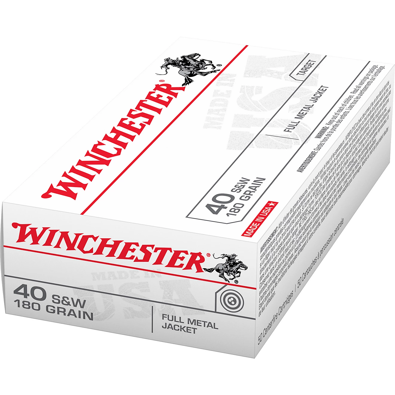 Winchester USA Full Metal Jacket .40 Smith & Wesson 180-Grain Handgun