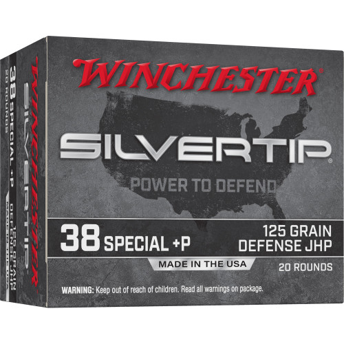 Winchester Silvertip Defense 38 Special +P, 125gr, Jacketed Hollow Point, 20rd Box - Ammo | The Gun Shop