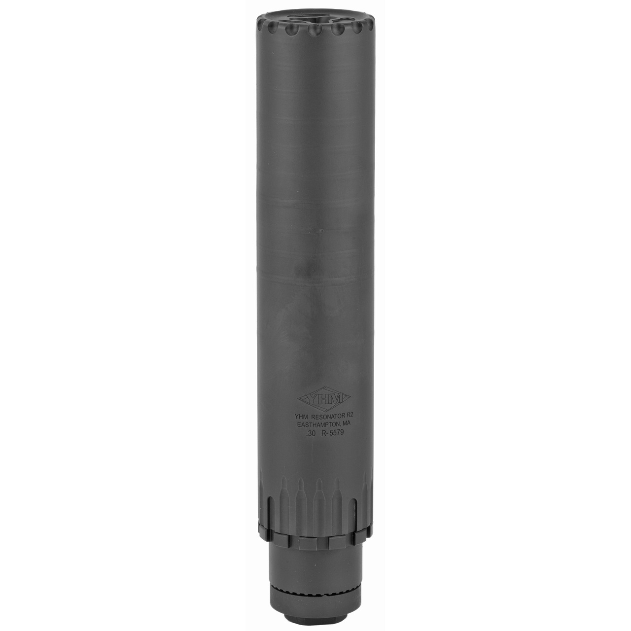 YHM Resonator R2 Suppressor, 30 Caliber, Rifle Suppressor, 16oz, 7.825" Long, 1.562" Diameter, Black Finish, Includes Flash Hider (YHM-4302-24), 5/8x24, Calibers .17 thru 300 RUM