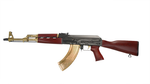 Zastava ZPAPM70 7.62x39, 16.25" Threaded Barrel, Gold Cerakote Parts, Dark Walnut Furniture, Black Rec, 30rd - AK-47 Rifles | The Gun Shop