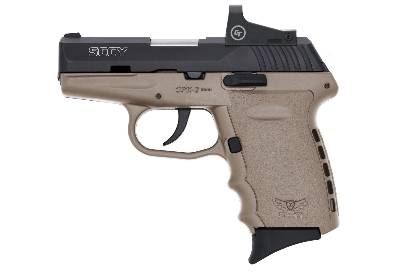 CPX-2 9mm Pistol with Dark Earth Frame and Crimson Trace Red Dot