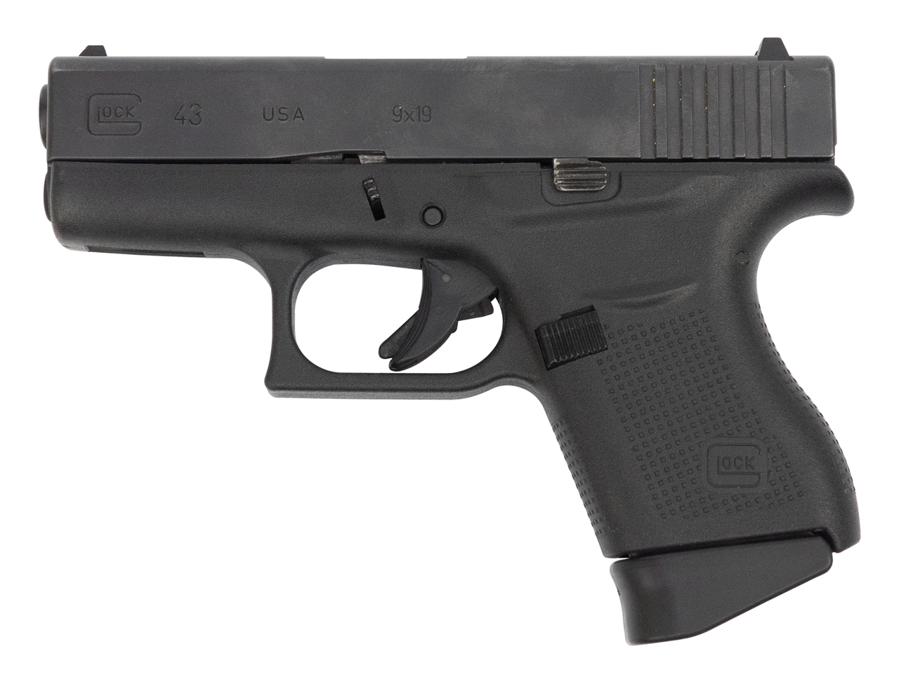 Glock 43 USA Used 9mm, 3.39" Barrel, Contrst Sights, Black, 6rd Glock 43 USA Used 9mm, 3.39" Barrel, Contrst Sights, Black, 6rd