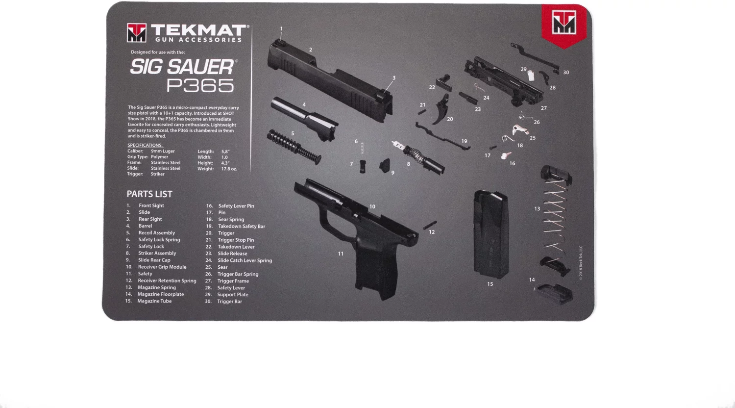 TekMat SIG SAUER P365 Gun Cleaning Mat