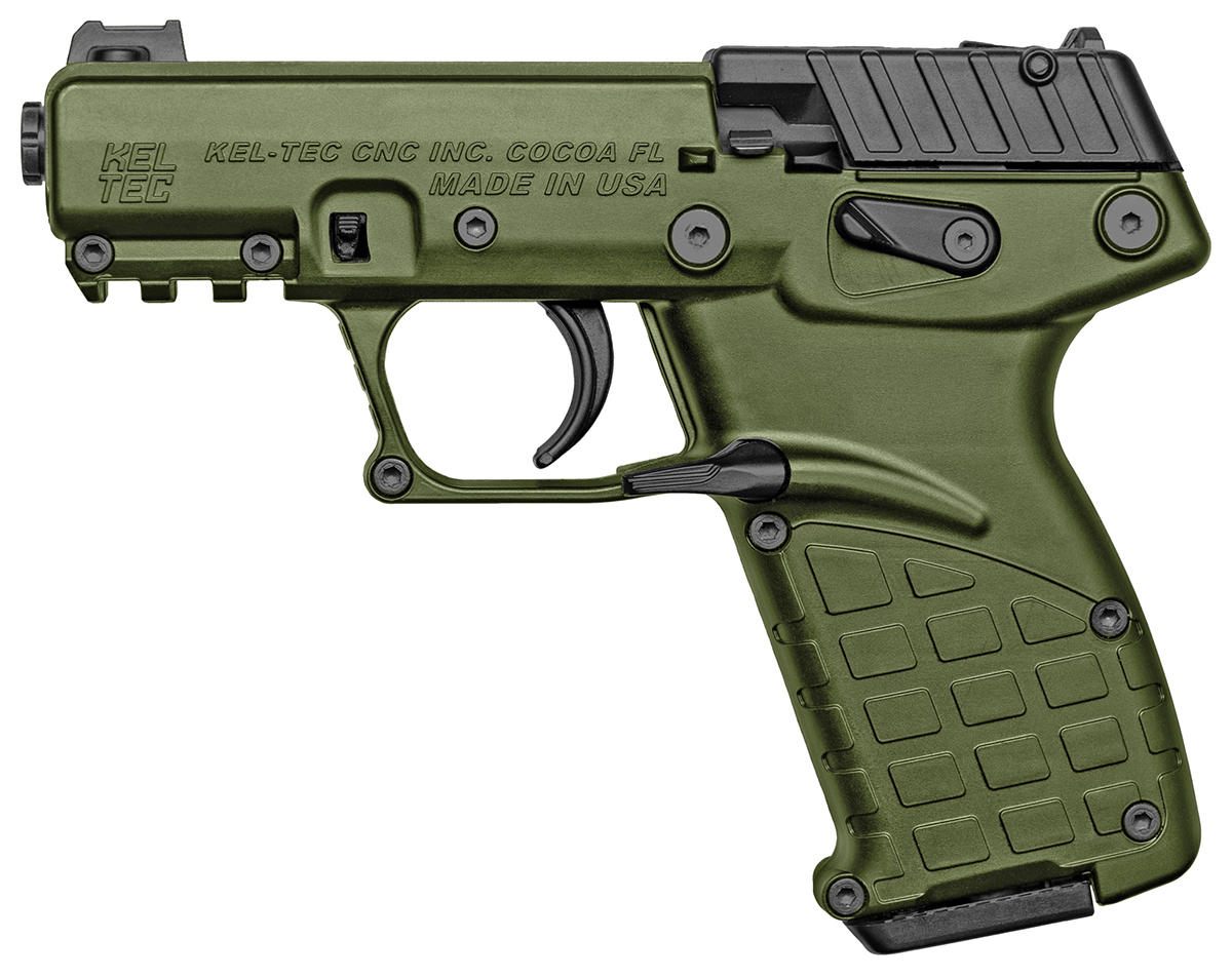 kel-p17grn-22lr-3-93-tb-3-16rd-grn-1351645-keltec-p17-OD-left Kel-Tec P17 22LR Pistol with OD Green Finish, P17GRN