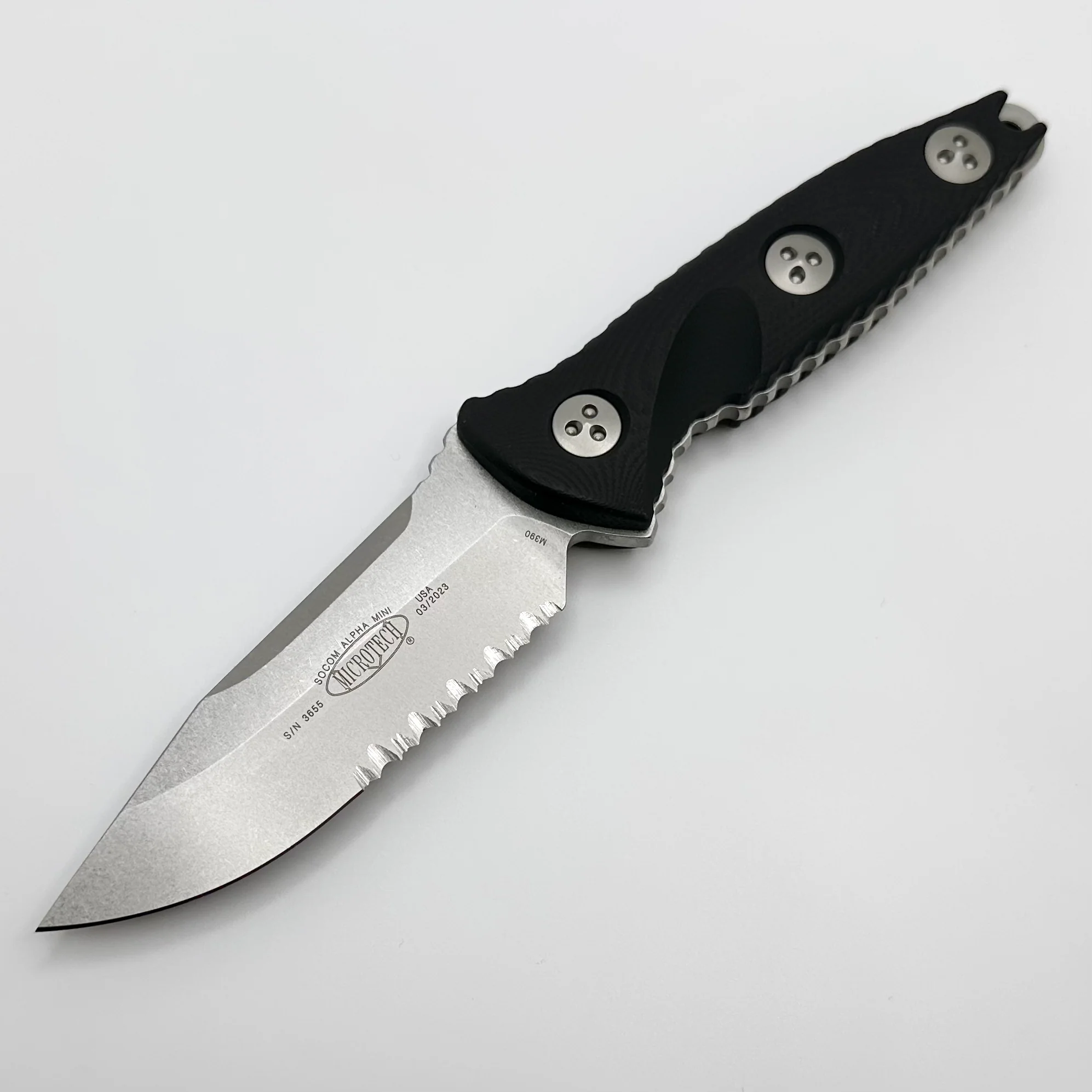 Microtech Socom Alpha Mini S E Stonewash Partial Serration 2 Microtech Socom Alpha Mini S E Stonewash Partial Serration 2