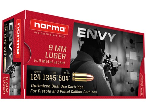 Norma Match Grade Ammo 9mm Luger 124 Grain Envy Box of 50