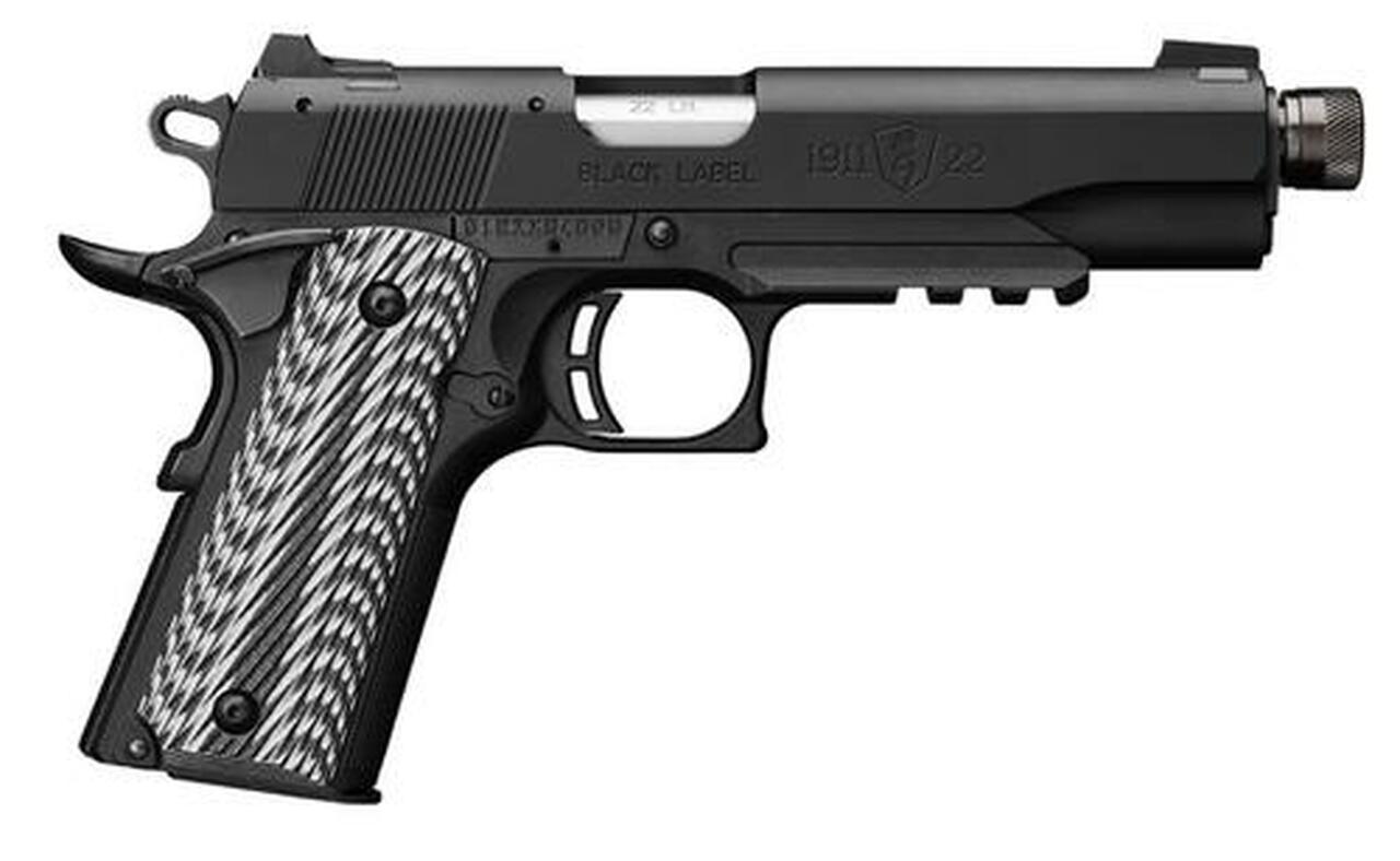 Browning 1911-22 Black G10 Grips 4.8' Threaded Barrel, Silerncer Ready Browning 1911-22 Black G10 Grips 4.8' Threaded Barrel, Silerncer Ready