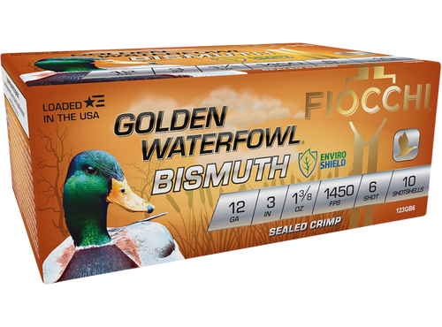Fiocchi Golden Waterfowl Bismuth 12 Ga, 3", 1 3/8 oz, 6 Shot, 10rd Box