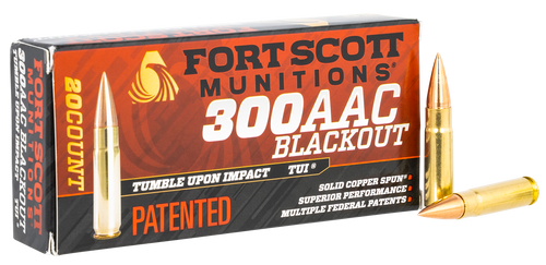 Fort Scott 300 Blackout, 115gr, Tumble Upon Impact, Solid Copper Spun, 20rd Box
