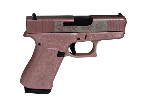Glock 43X Custom Engraved "Glock & Roses" US Handgun 9mm, 3.41" Barrel, 10rd
