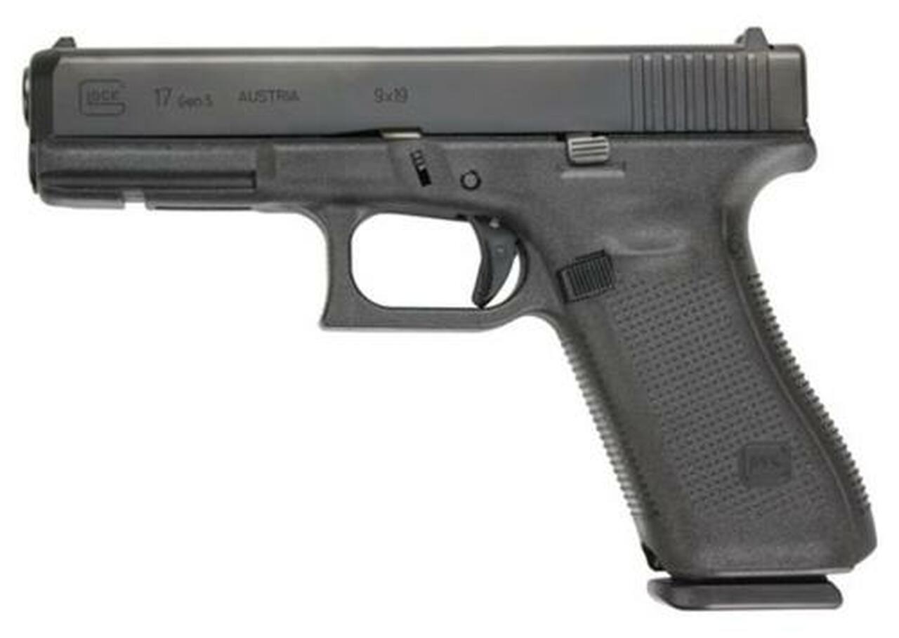 Glock G17 Gen5 9mm, 4.49" Barrel, Black, Modular Backstrap, 17rd Mag