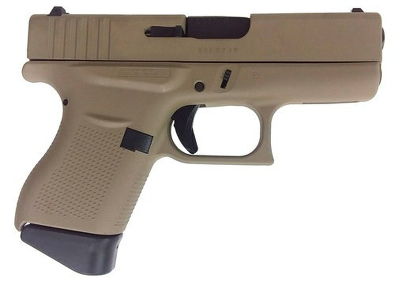 Glock G43, 9mm, 3.41" Barrel, 6rd, Desert Sand Glock G43, 9mm, 3.41" Barrel, 6rd, Desert Sand