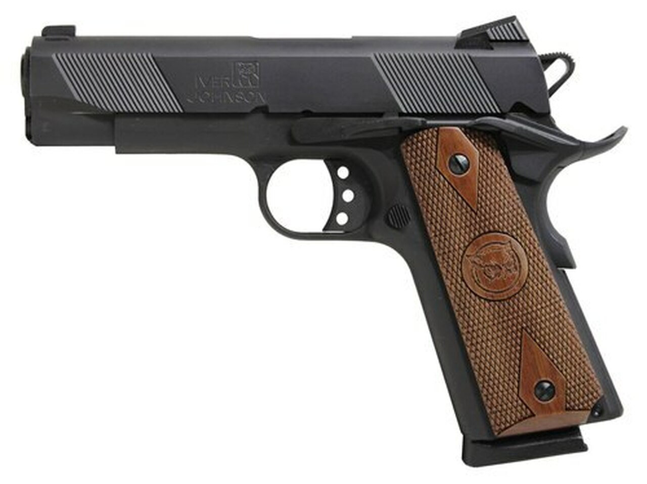Iver Johnson 1911 Hawk, 45 ACP, 5", 8rd, Walnut Grips, Black