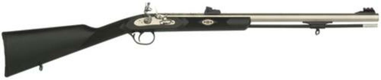 Traditions Black Powder Deerhunter Muzzleloader .50 Caliber Flintlock 24" CeraKote Octagonal Barrel Williams Metal Fiber Optic Sights Black Synthetic Stock
