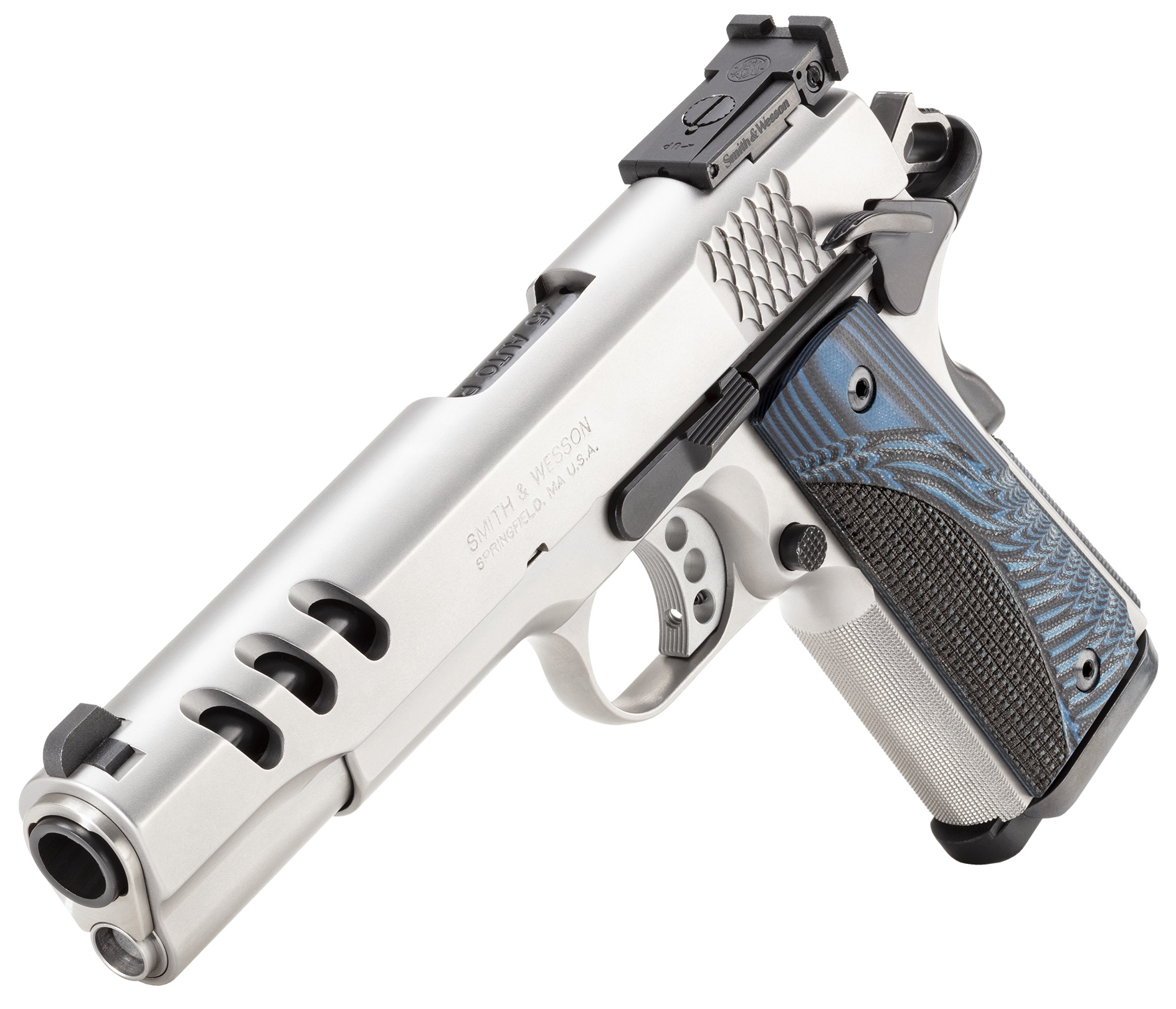 smith-wesson-1911-custom-performance-center-45-acp-5-ss-throated-barrel-g10-custom-grip-smith-wesson-1678372596_170343_pc_OnWhite_3Q_Left Pistolet SMITH & WESSON Performance Center SW1911 Custom cal.45 ACP ...