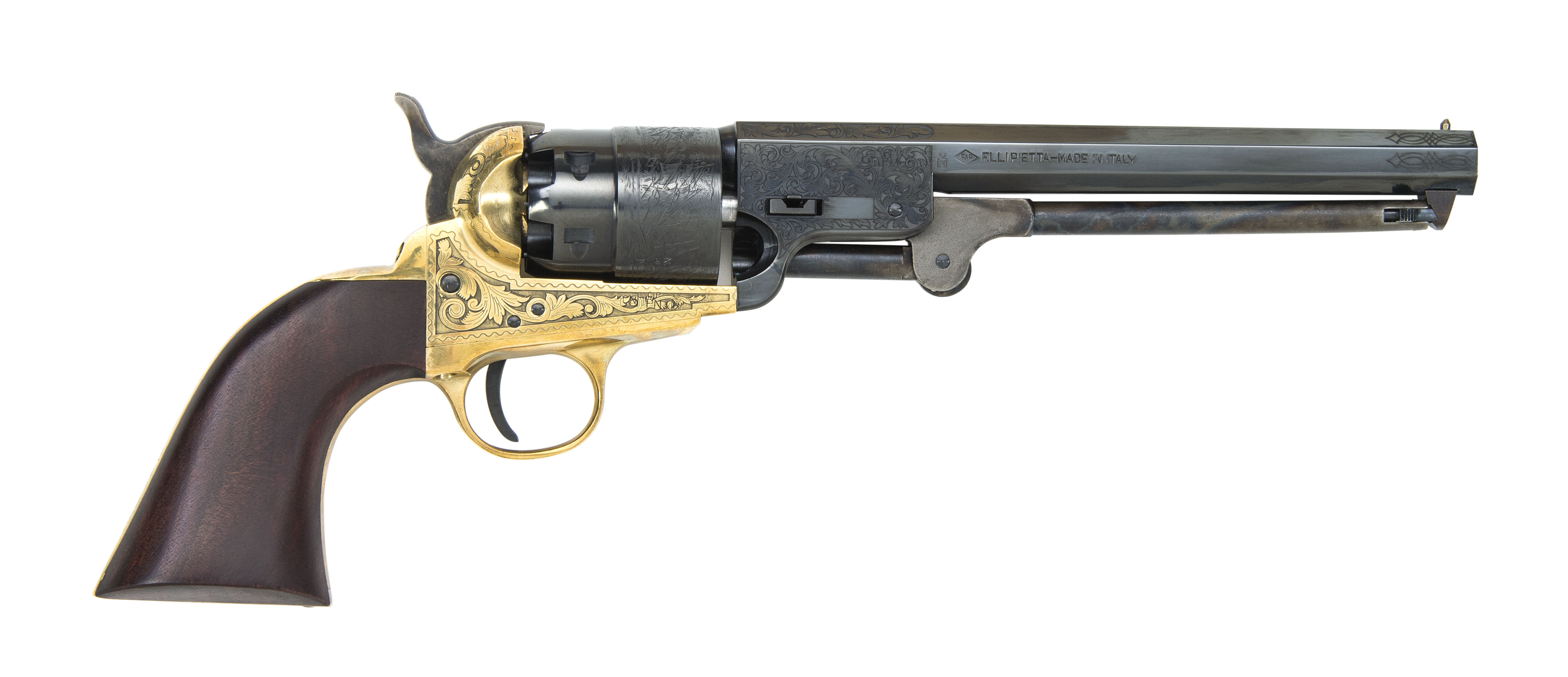trad-fr18511-1851-colt-navy-44c-brass-FR185118 1851 Navy Engraved .44 Cal Brass Black Powder Revolver | Traditions ...
