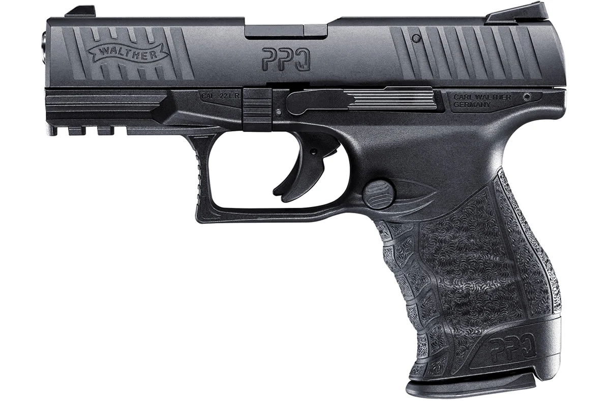 walther-ppq-m2-22-lr-4-barrel-black-fixed-sights-12rd-walther-Walther-5100300 Walther PPQ M2 22LR Black Rimfire Pistol with 4-inch Barrel | Sportsman ...